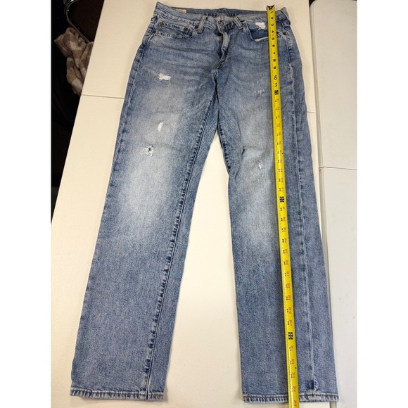 Levi's 514 Premium Jeans W32 L32 Light Wash Distressed Denim Straight Fit - Picture 5 of 12